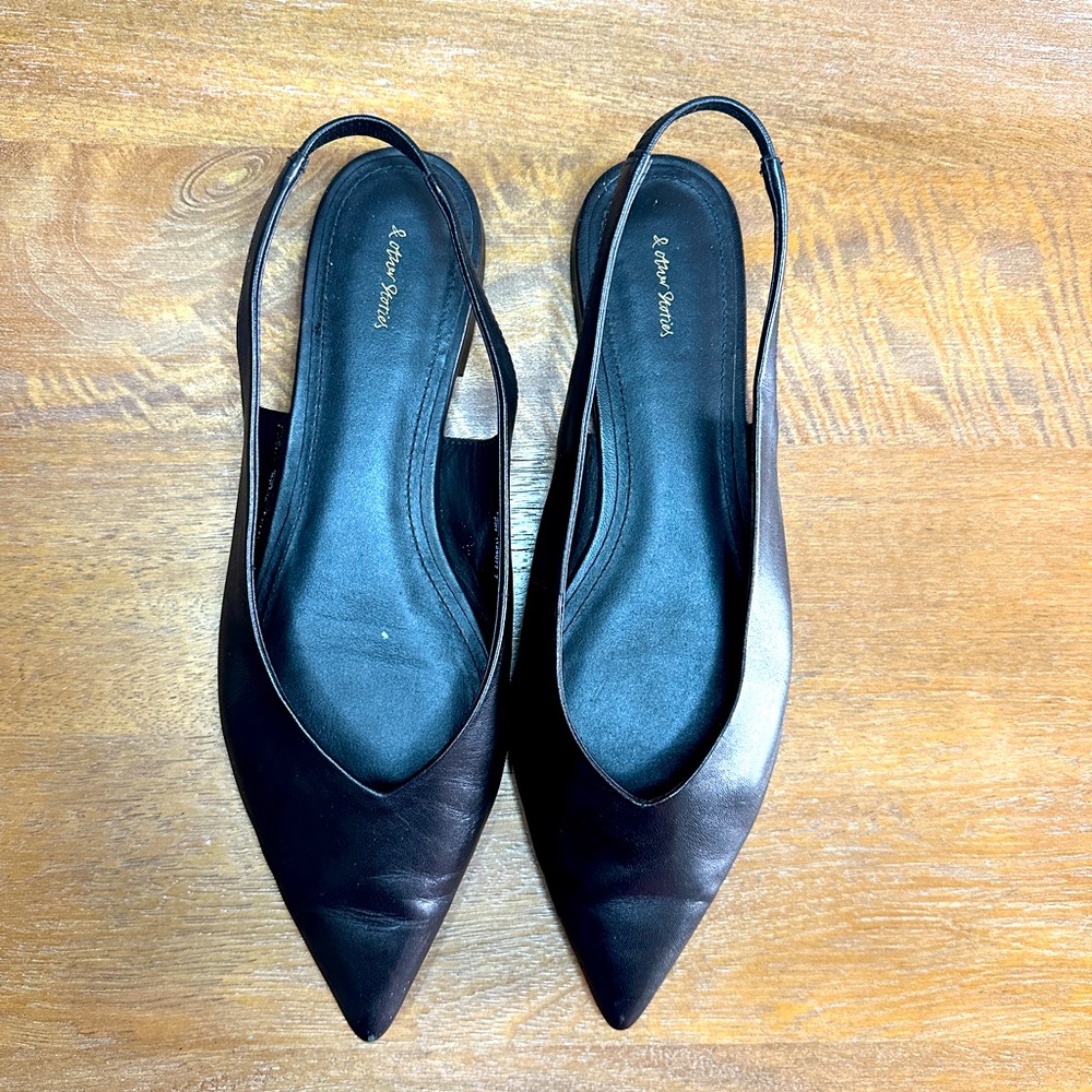 And other stories pointy leather sling back flats . Size 8.